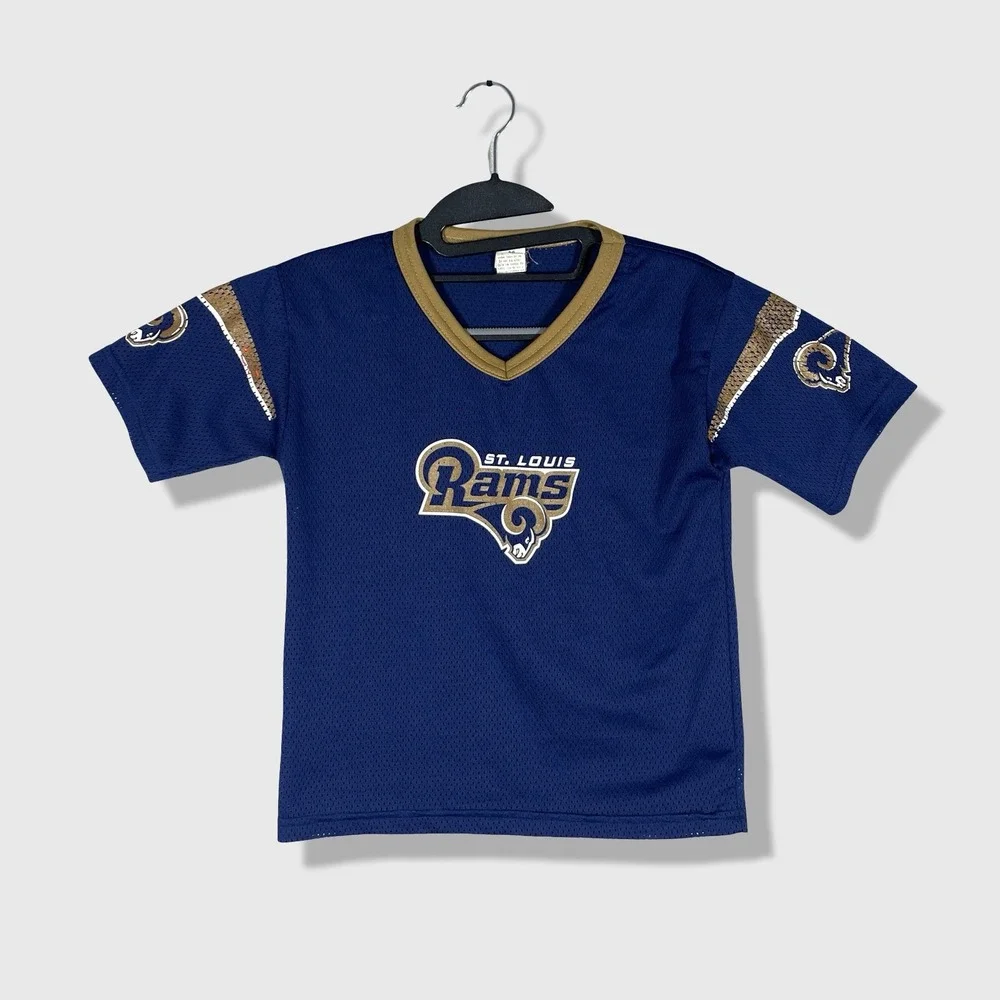 Franklin St. Louis Rams Jersey Kids Medium Blue Sporty Athleisure Vintage Retro